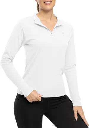 Rdruko Women's Hiking Shirts Quick Dry Long Sleeve UPF 50  Sun Protection Quarter Zip Outdoor Athletic Shirts