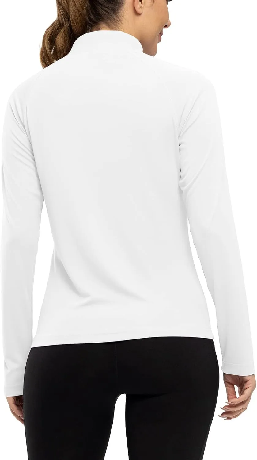 Rdruko Women's Hiking Shirts Quick Dry Long Sleeve UPF 50  Sun Protection Quarter Zip Outdoor Athletic Shirts