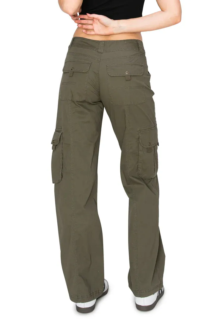 RELAXED FIT CARGO BUNGEE PANTS - OLIVE