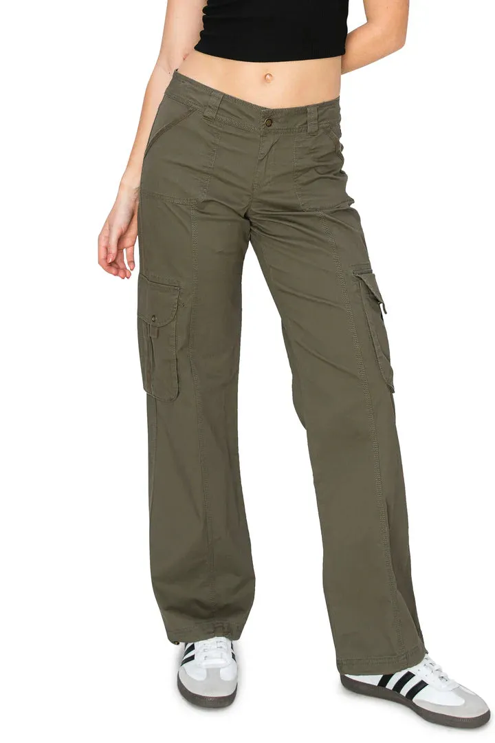 RELAXED FIT CARGO BUNGEE PANTS - OLIVE