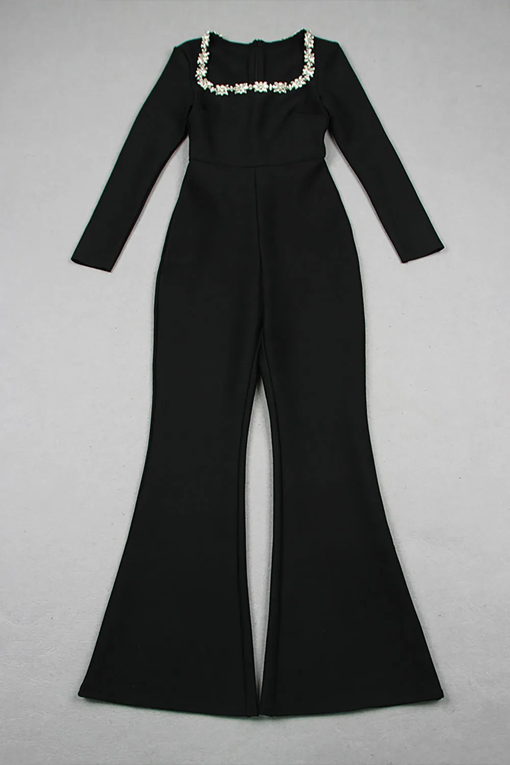 Rhinestone-Trim Bandage Jumpsuit