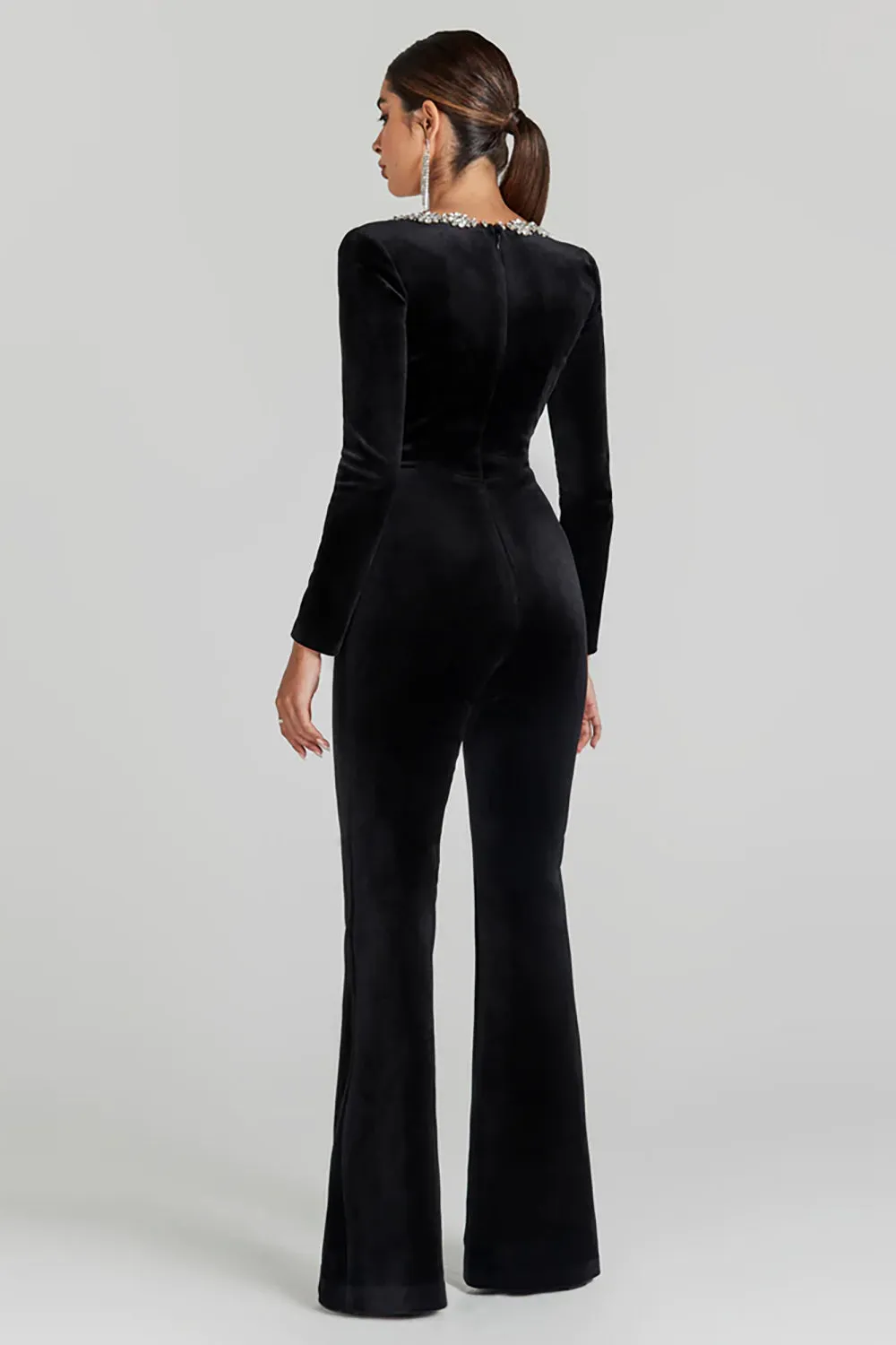 Rhinestone-Trim Bandage Jumpsuit
