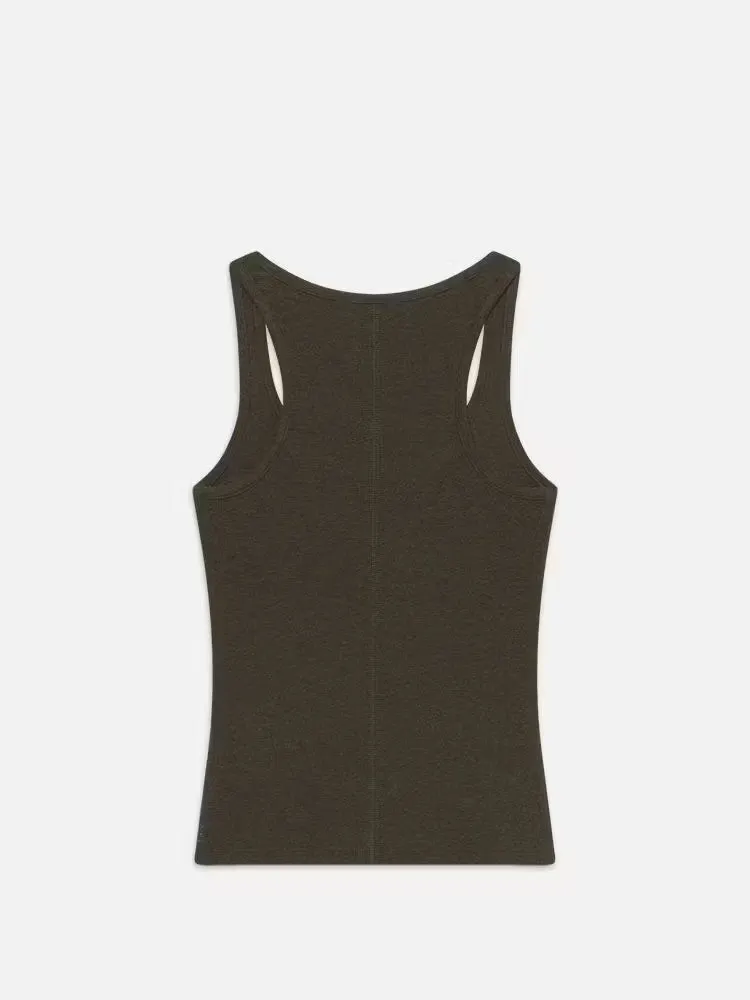 RIB SCOOP BUTTON TANK - RICH MILITARY HEATHER