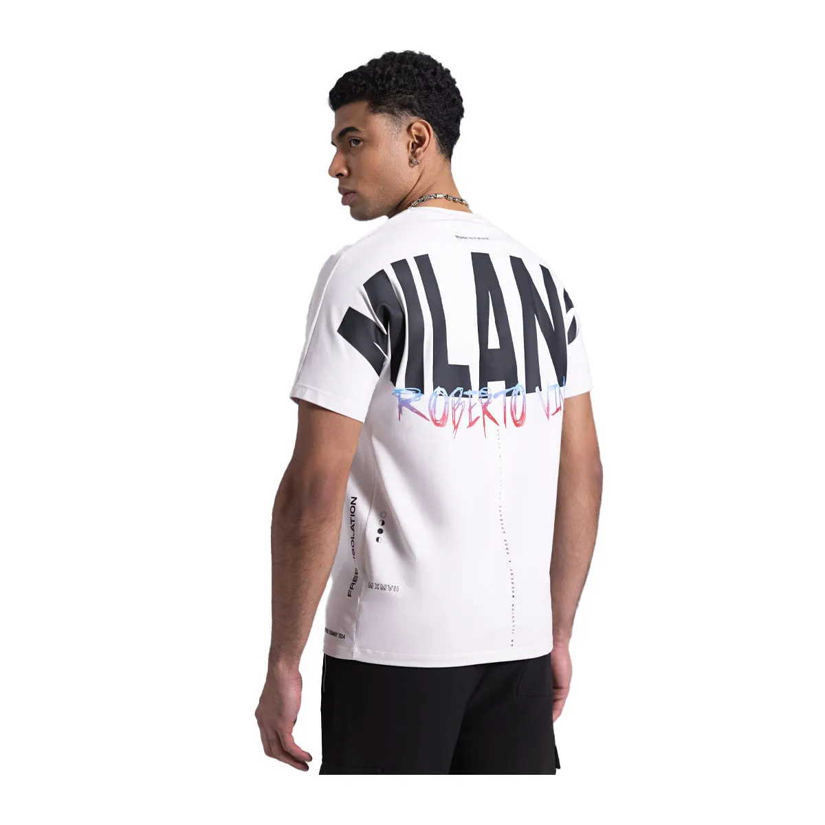 Roberto Vino Milano Mens Big Logo Crew Neck T-Shirt RVTUS04 Light Grey