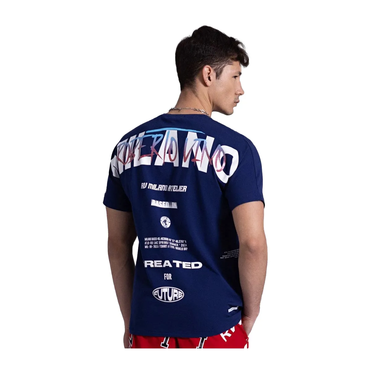 Roberto Vino Milano Mens Future Crew Neck T-Shirt RVTUS03 Navy