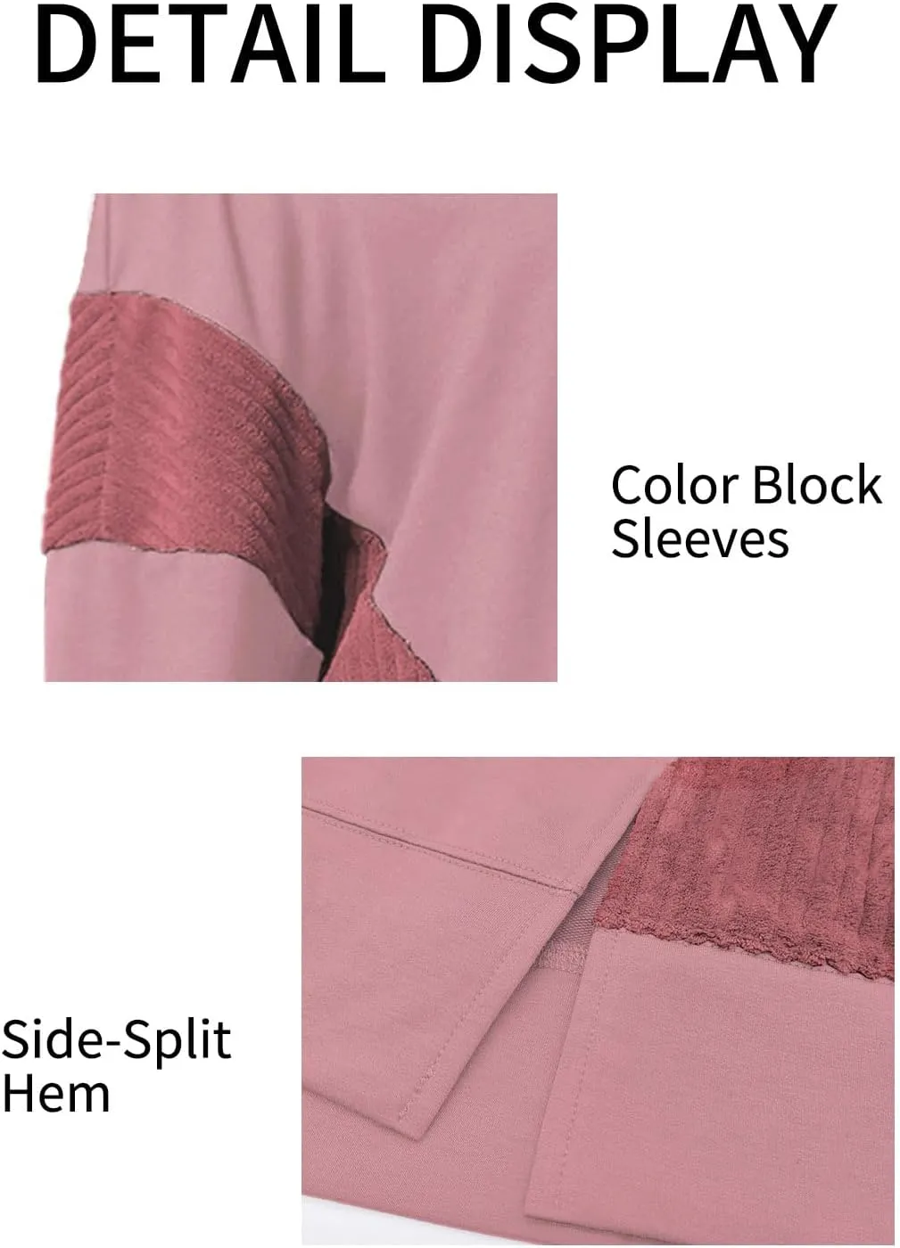 ROSRISS Womens Plus Size Sweatshirts Long Sleeve Color Block Tops Trendy Side Split Shirts Oversized Pullover Sweaters