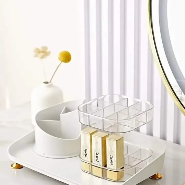 Rotating Cosmetic Brush And Lipstick Organizer