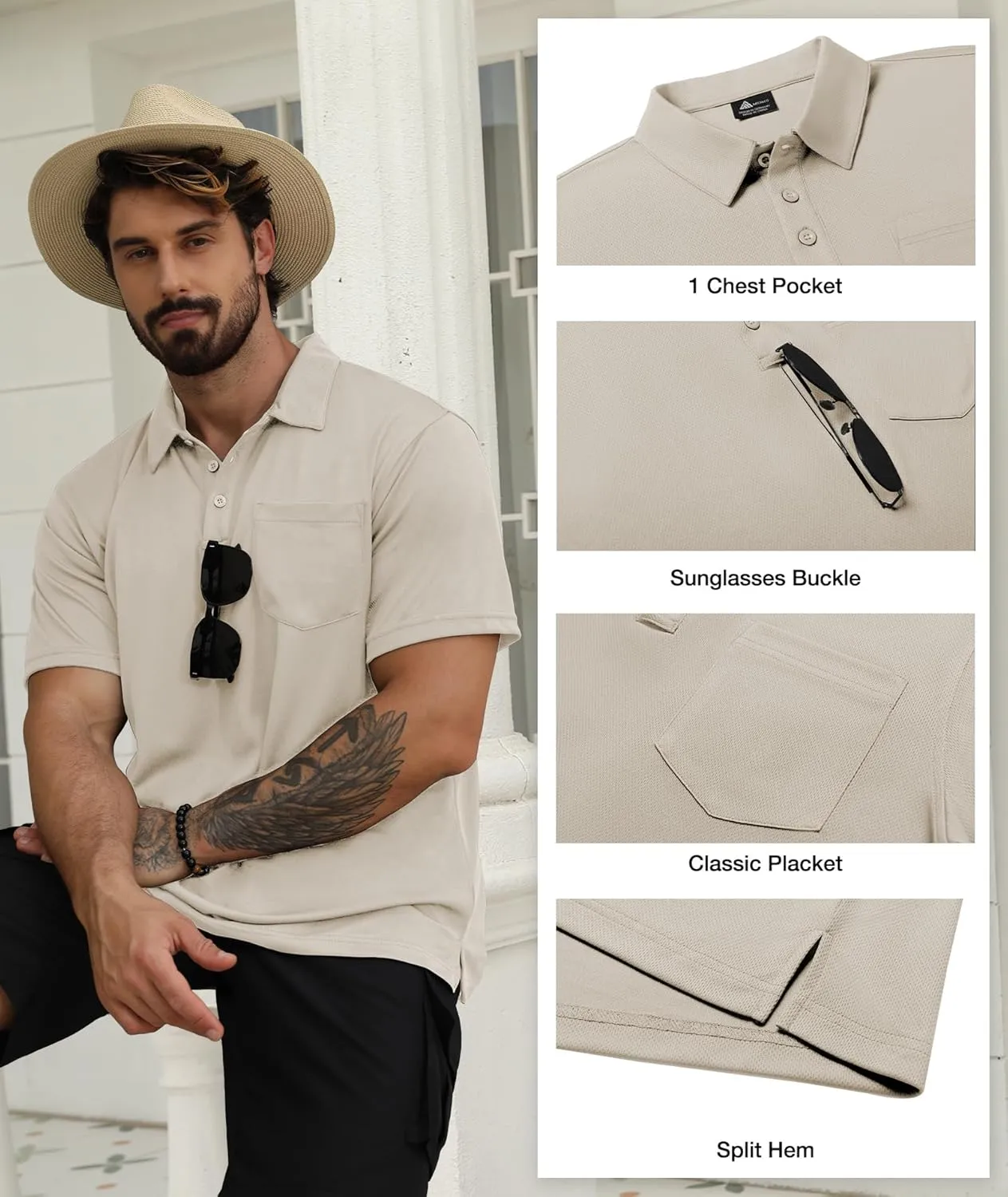 SCODI 5 Pack Mens Pocket Polo Shirts Short Sleeve Multipack Golf Shirt for Men Moisture Wicking Casual Athletic Work T-Shirts