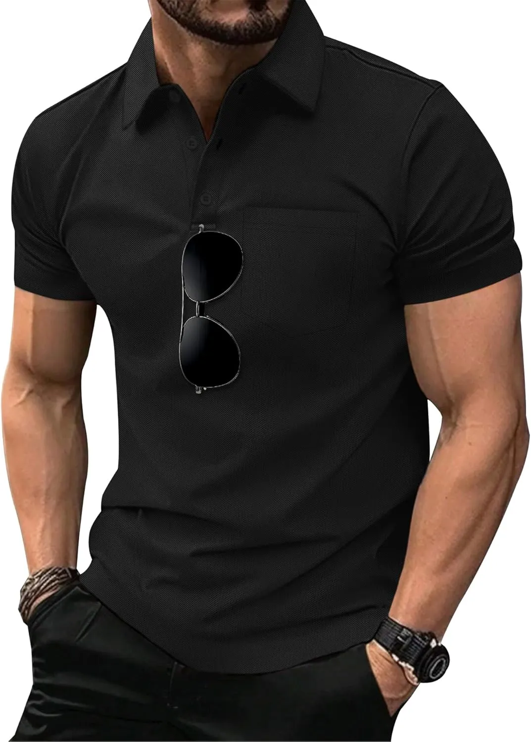 SCODI 5 Pack Mens Pocket Polo Shirts Short Sleeve Multipack Golf Shirt for Men Moisture Wicking Casual Athletic Work T-Shirts