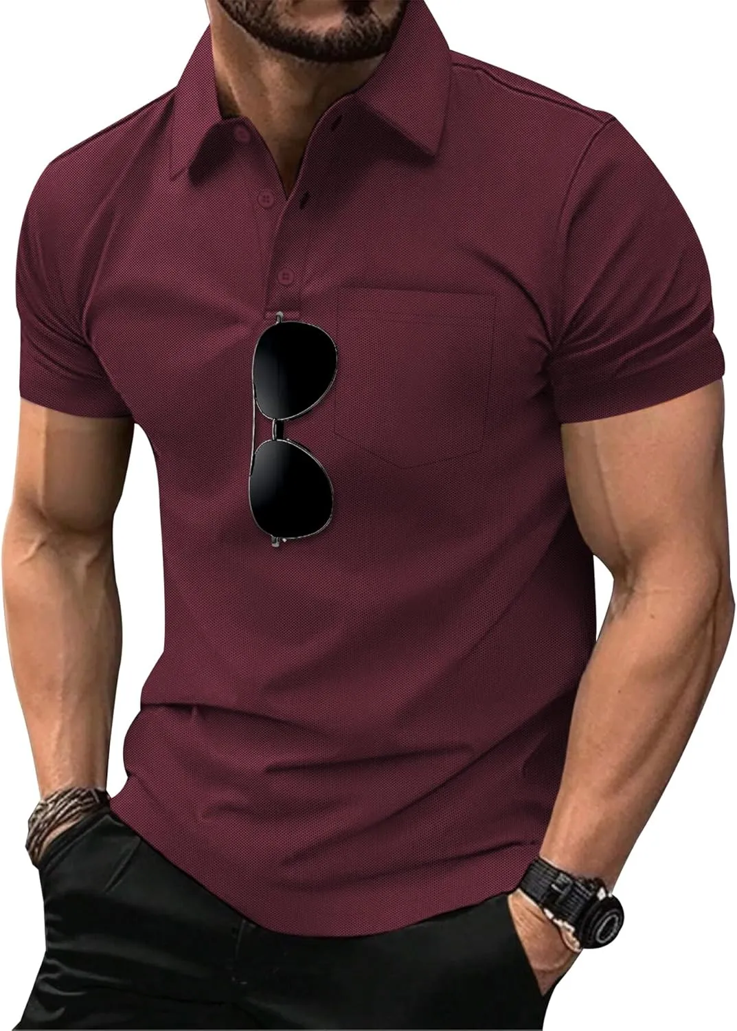 SCODI 5 Pack Mens Pocket Polo Shirts Short Sleeve Multipack Golf Shirt for Men Moisture Wicking Casual Athletic Work T-Shirts