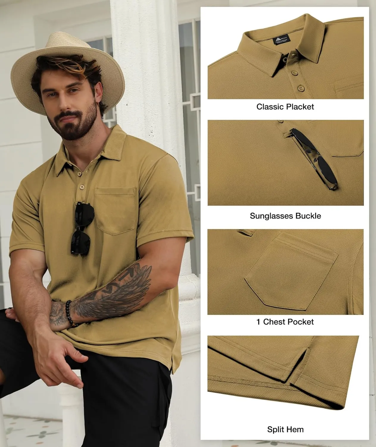 SCODI 5 Pack Mens Pocket Polo Shirts Short Sleeve Multipack Golf Shirt for Men Moisture Wicking Casual Athletic Work T-Shirts