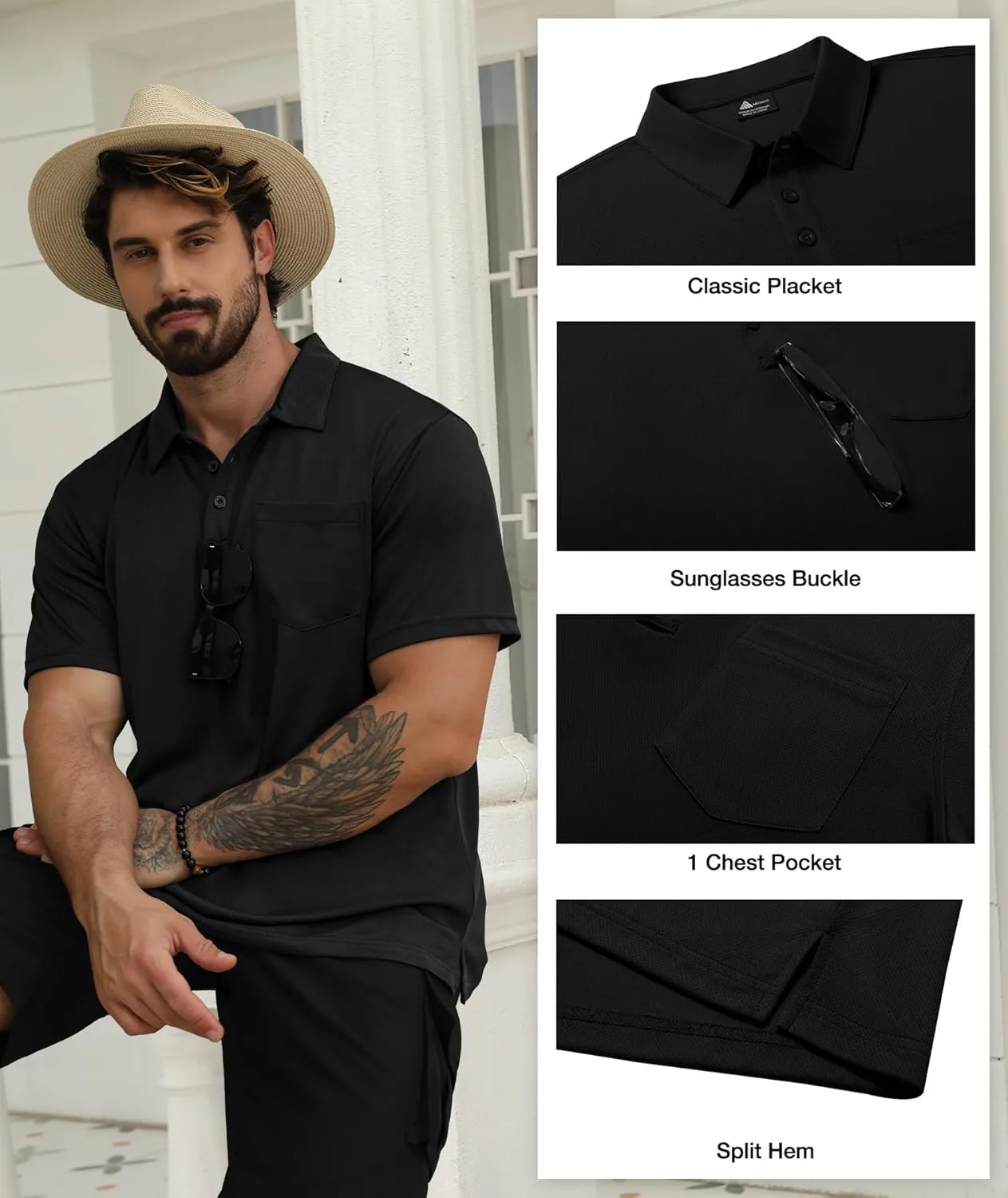 SCODI 5 Pack Mens Pocket Polo Shirts Short Sleeve Multipack Golf Shirt for Men Moisture Wicking Casual Athletic Work T-Shirts