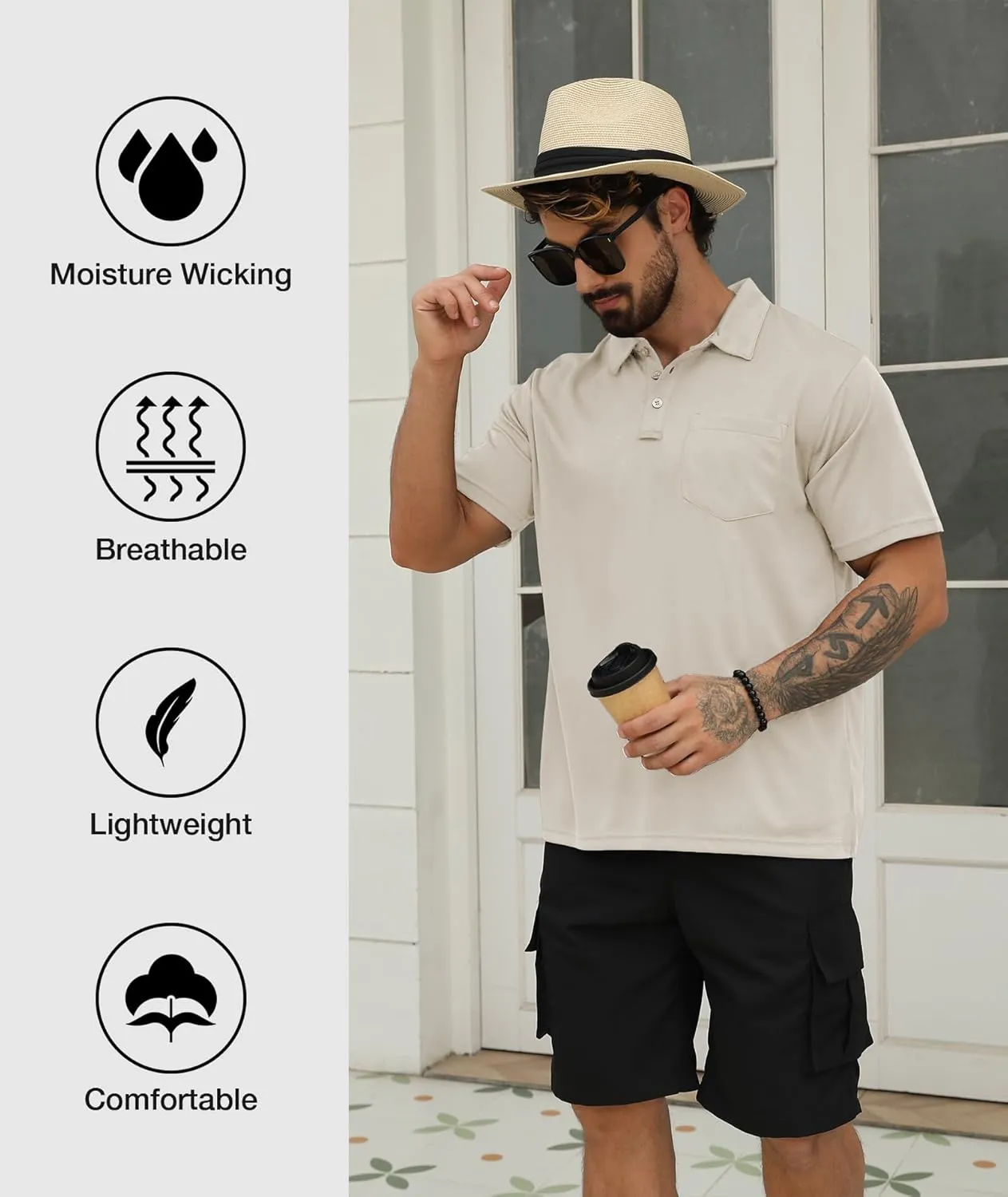 SCODI 5 Pack Mens Pocket Polo Shirts Short Sleeve Multipack Golf Shirt for Men Moisture Wicking Casual Athletic Work T-Shirts