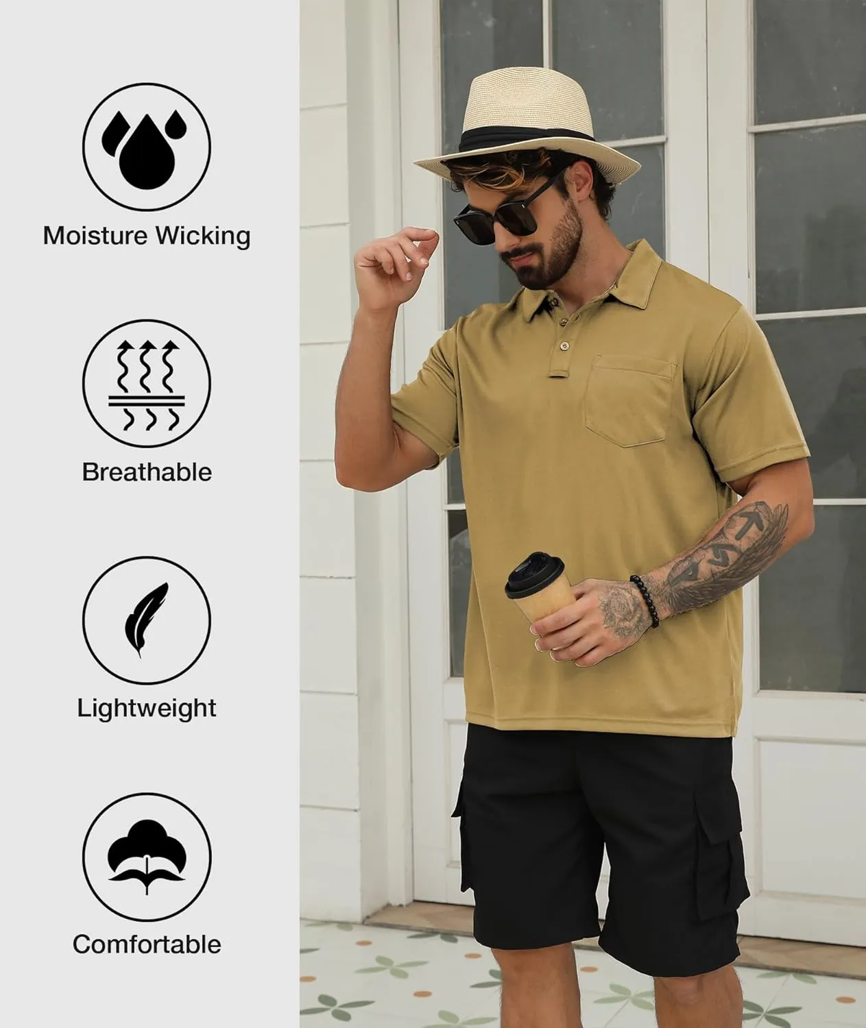 SCODI 5 Pack Mens Pocket Polo Shirts Short Sleeve Multipack Golf Shirt for Men Moisture Wicking Casual Athletic Work T-Shirts