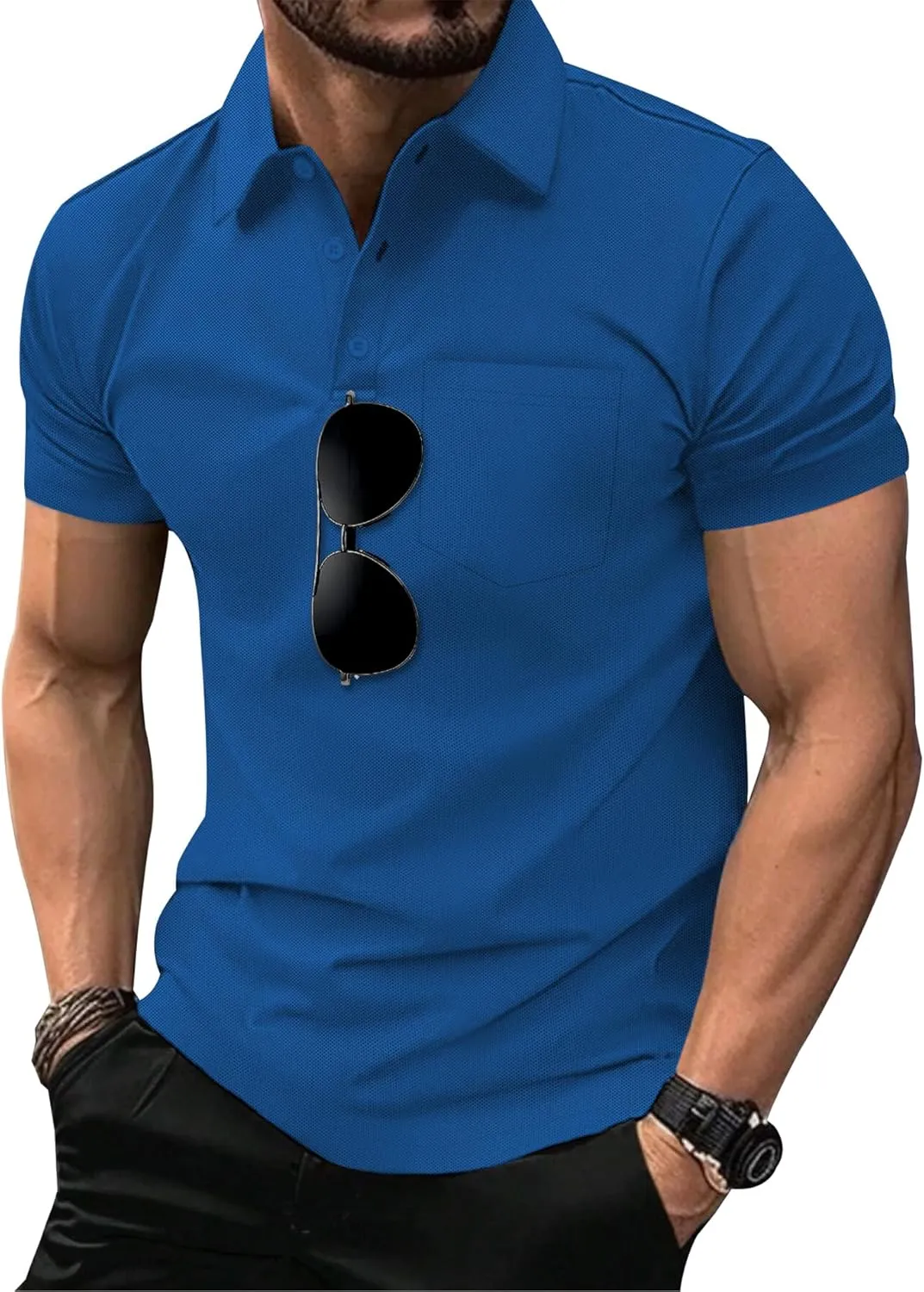 SCODI 5 Pack Mens Pocket Polo Shirts Short Sleeve Multipack Golf Shirt for Men Moisture Wicking Casual Athletic Work T-Shirts