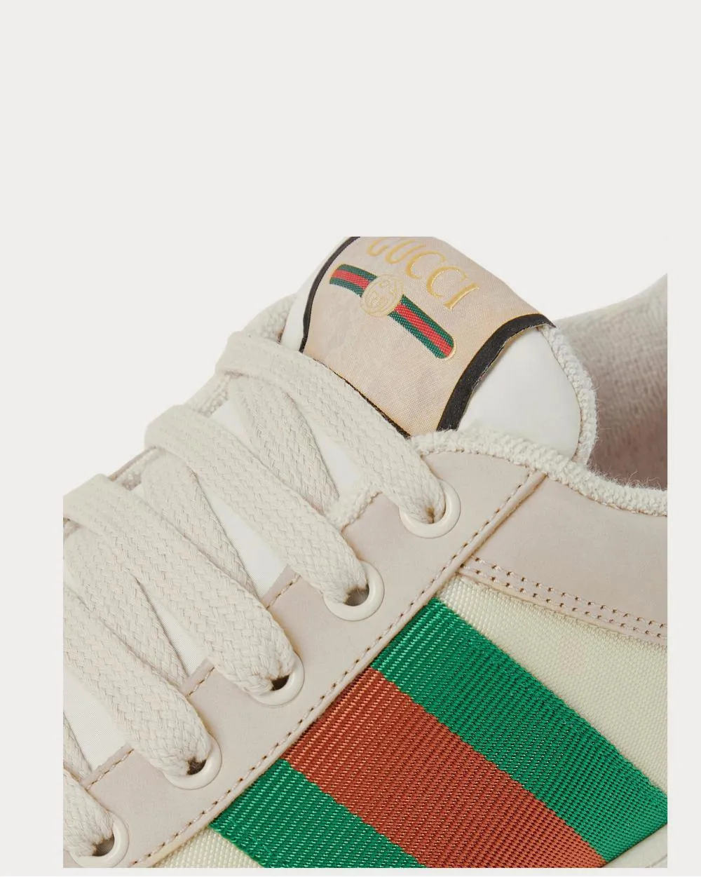 Screener Webbing-Trimmed Nubuck, Mesh and Leather  Beige low top sneakers
