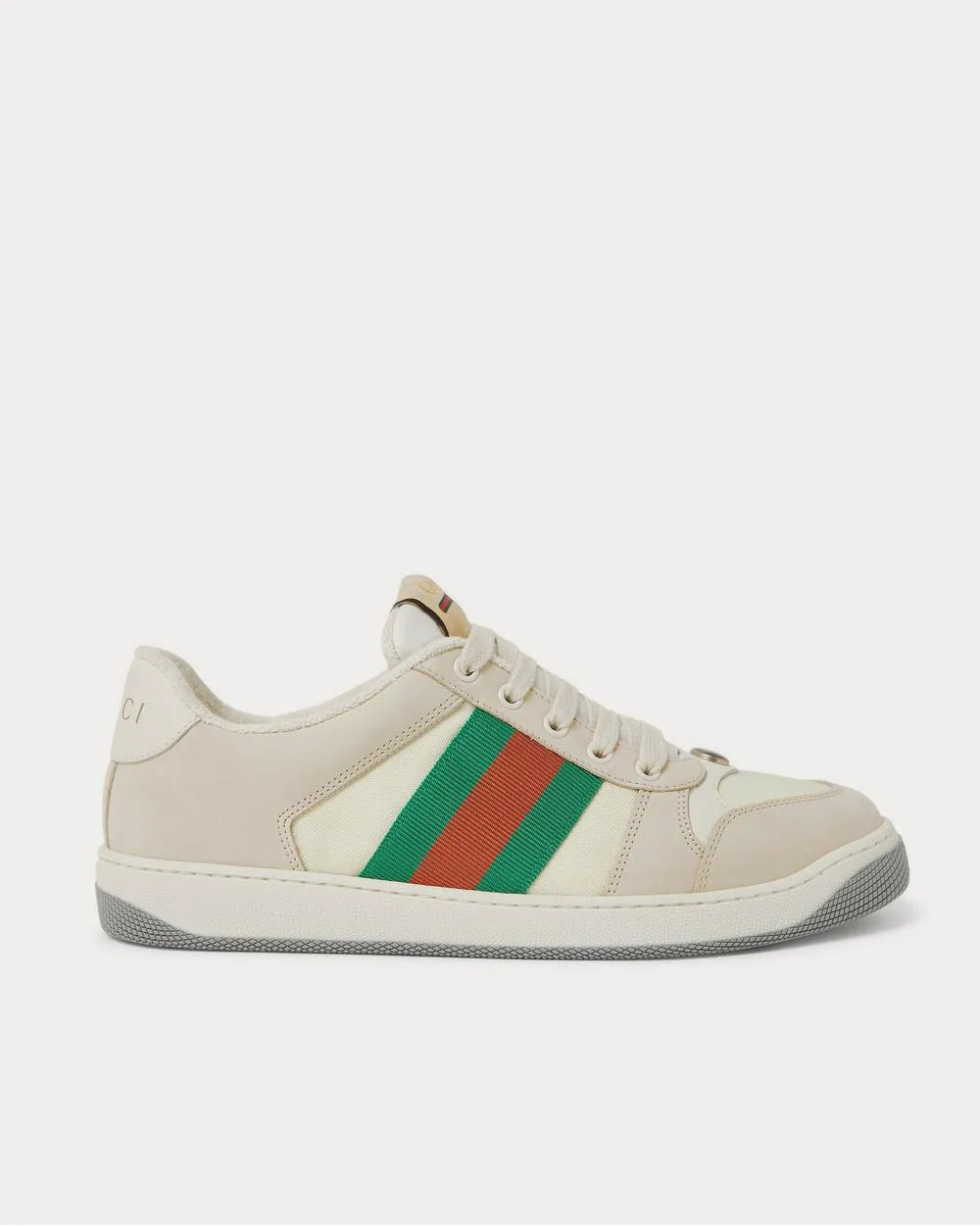 Screener Webbing-Trimmed Nubuck, Mesh and Leather  Beige low top sneakers