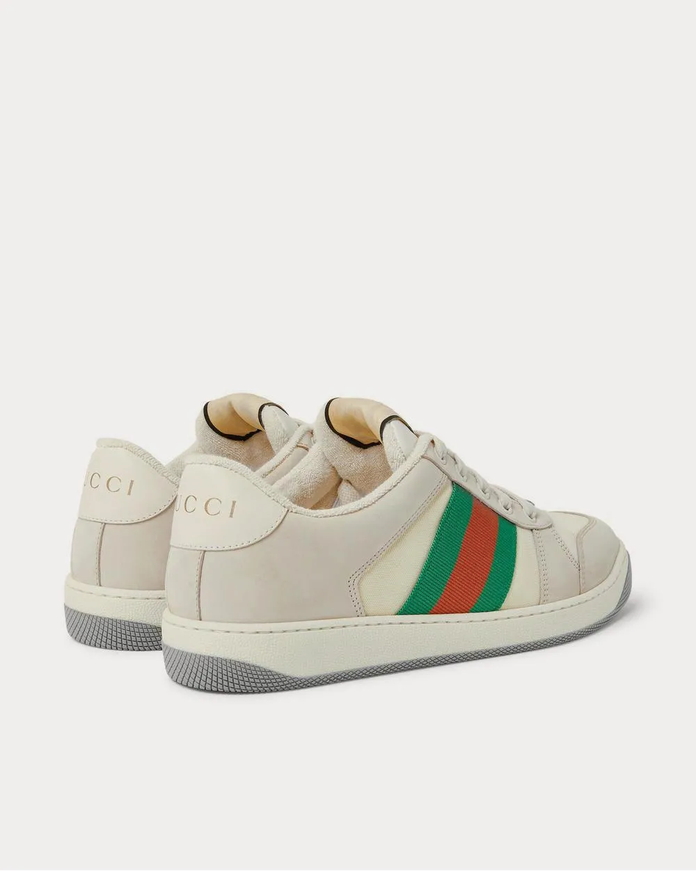 Screener Webbing-Trimmed Nubuck, Mesh and Leather  Beige low top sneakers