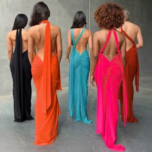 Seductively Elegant Hollow Sleeveless Maxi Dress