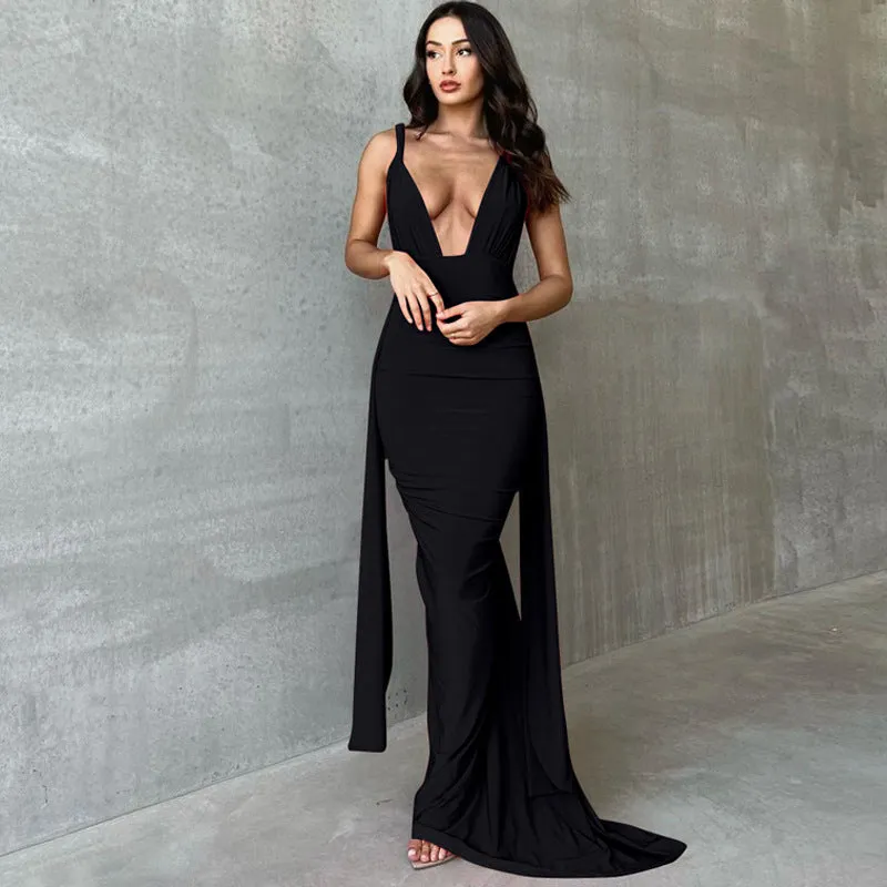 Seductively Elegant Hollow Sleeveless Maxi Dress
