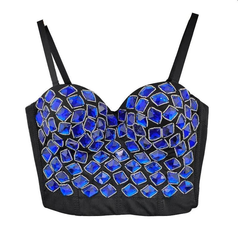 Sexy Luxury Sequined Rhinestone Tank Top Women Clothes Quality Party Corset Woman Bra Camis Blusas High End Crop Tops Ladies