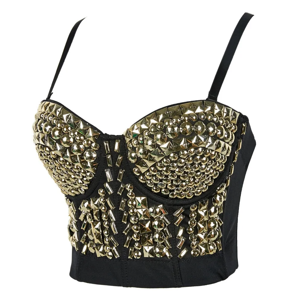 Sexy Luxury Sequined Rhinestone Tank Top Women Clothes Quality Party Corset Woman Bra Camis Blusas High End Crop Tops Ladies
