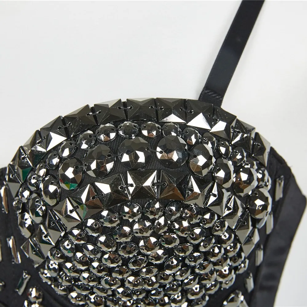Sexy Luxury Sequined Rhinestone Tank Top Women Clothes Quality Party Corset Woman Bra Camis Blusas High End Crop Tops Ladies