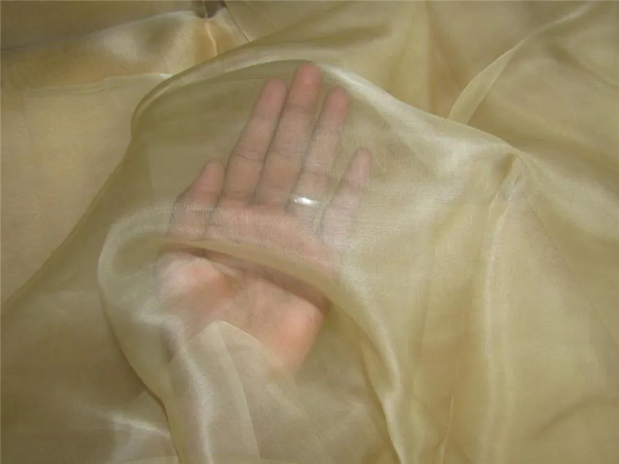 Silk Organza fabric gold color 44&quot; wide Pkt #28[9]