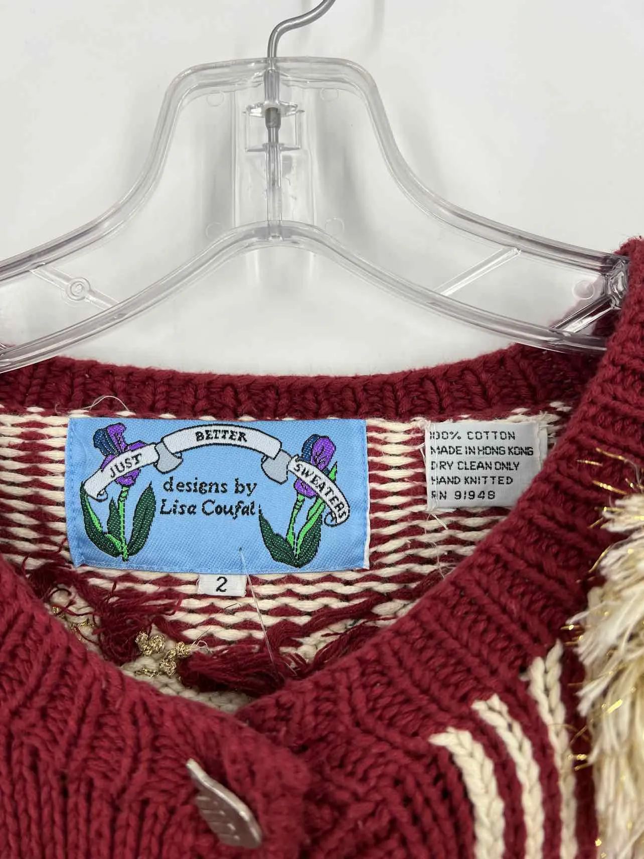Size M/L ? Maroon/Multi Collegiate Knit Vintage Cardigan