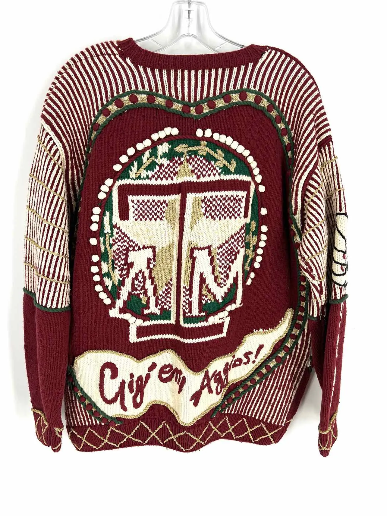 Size M/L ? Maroon/Multi Collegiate Knit Vintage Cardigan