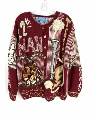 Size M/L ? Maroon/Multi Collegiate Knit Vintage Cardigan