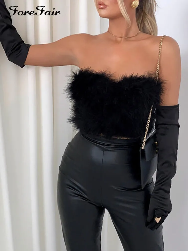 Sleeveless Feathers Crop Top