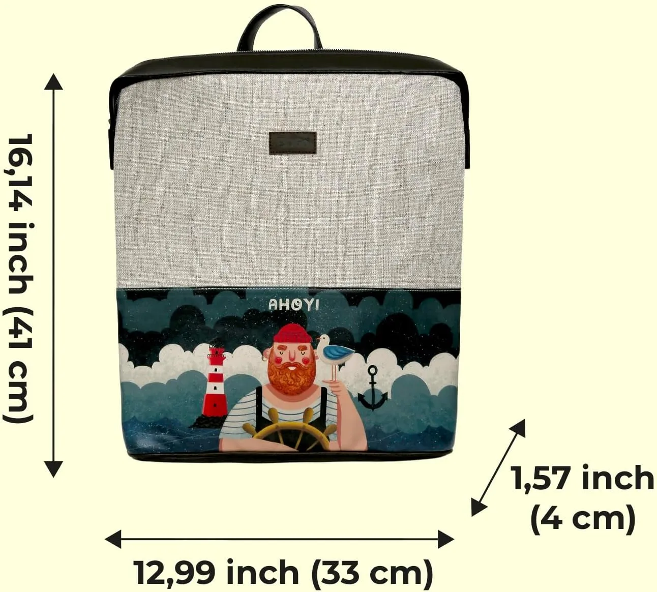 Slim Backpack for Women - Unique Design and Vegan Leather Laptop Work Travel Backpacks, Ahoy Sailor