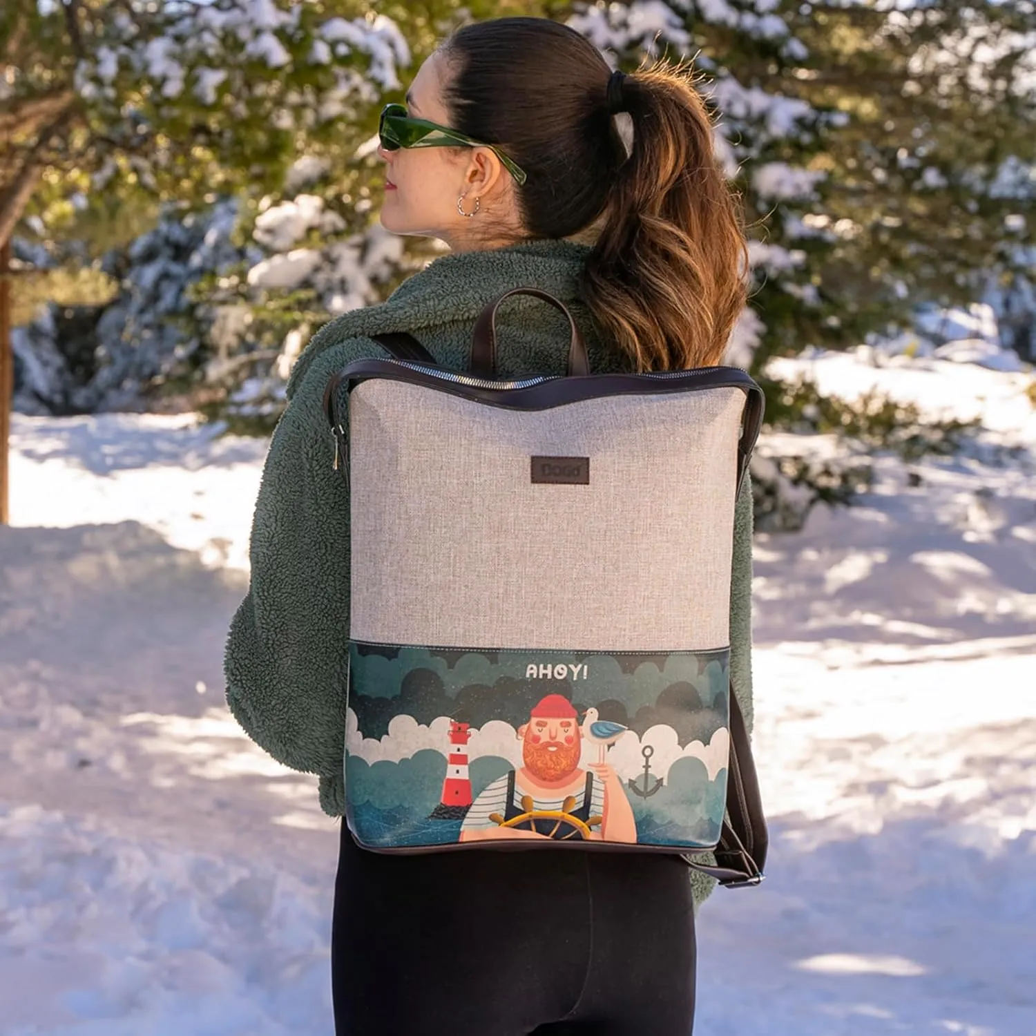 Slim Backpack for Women - Unique Design and Vegan Leather Laptop Work Travel Backpacks, Ahoy Sailor