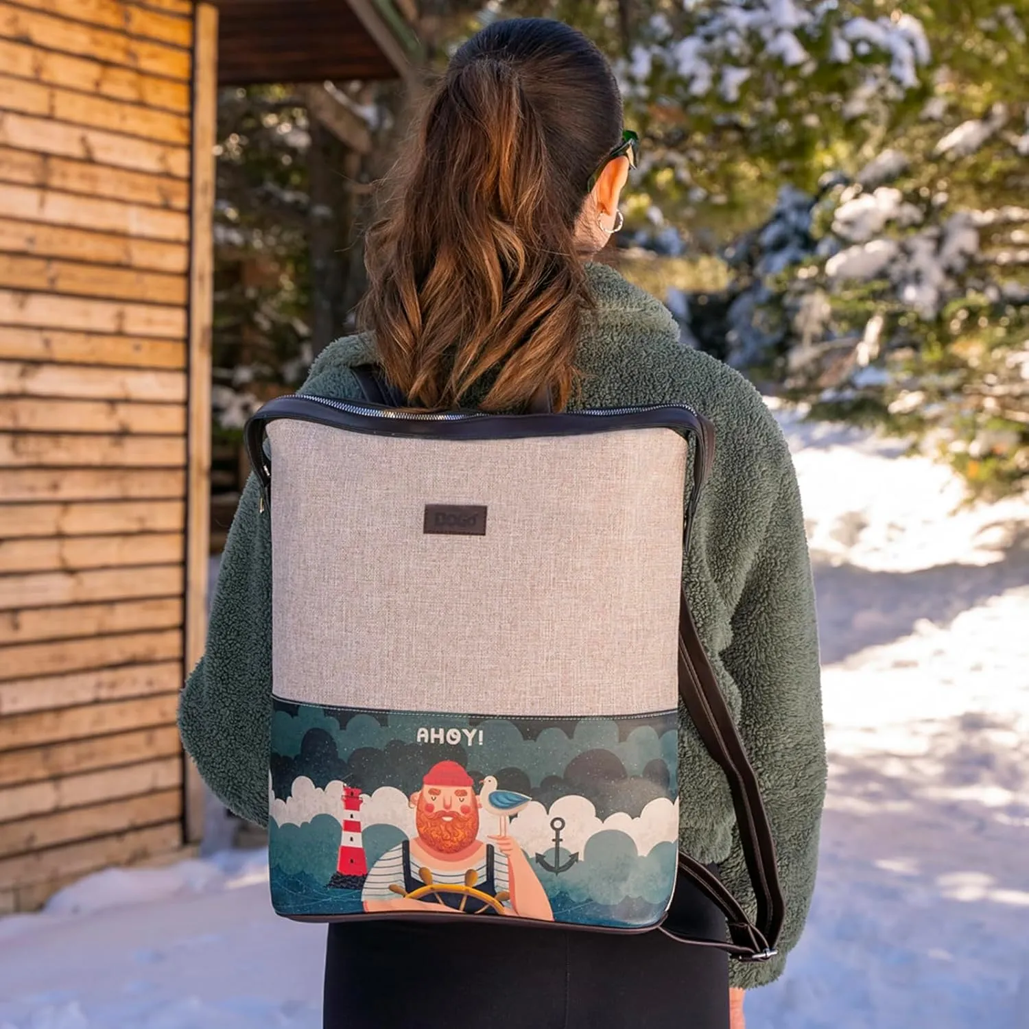 Slim Backpack for Women - Unique Design and Vegan Leather Laptop Work Travel Backpacks, Ahoy Sailor