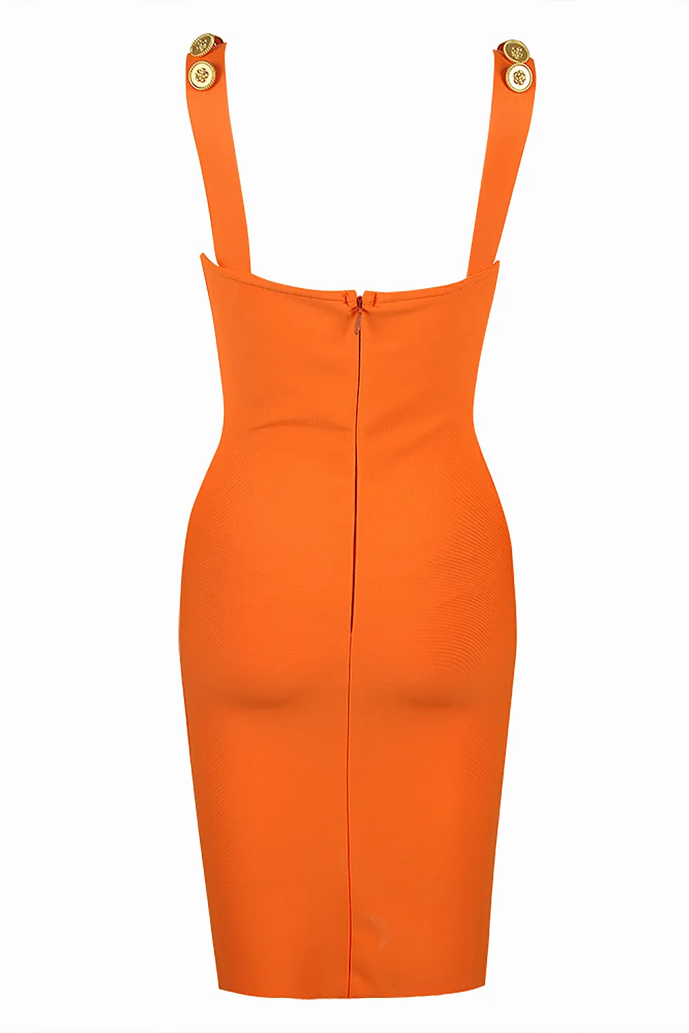 Slip Button Patchwork Mini Dress In Orange