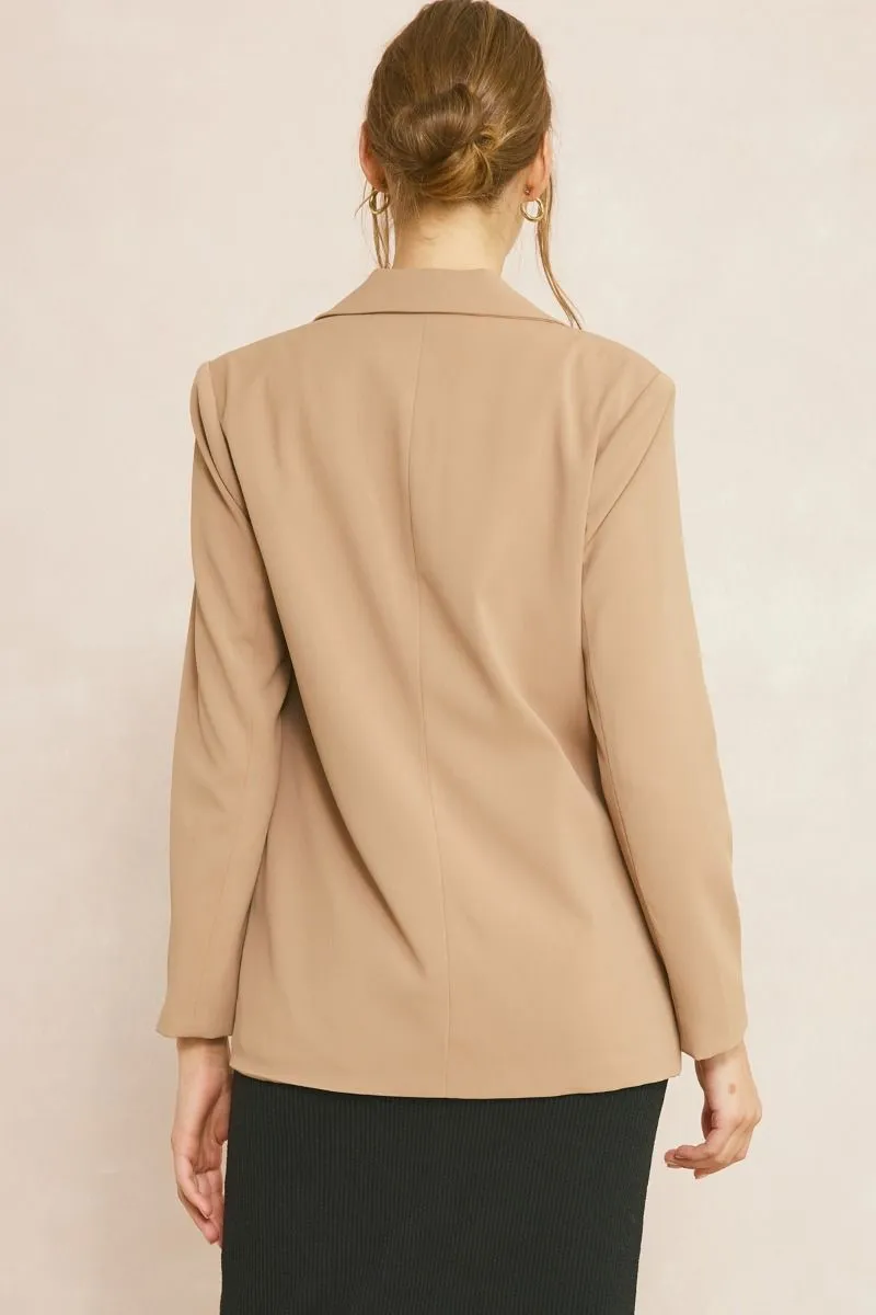 Solid Blazer with Front Pockets by Entro Clothing