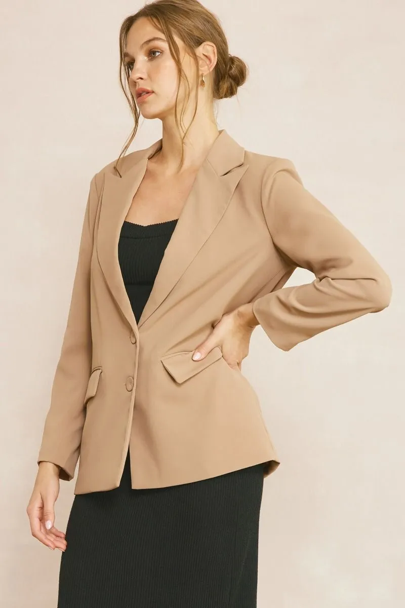 Solid Blazer with Front Pockets by Entro Clothing
