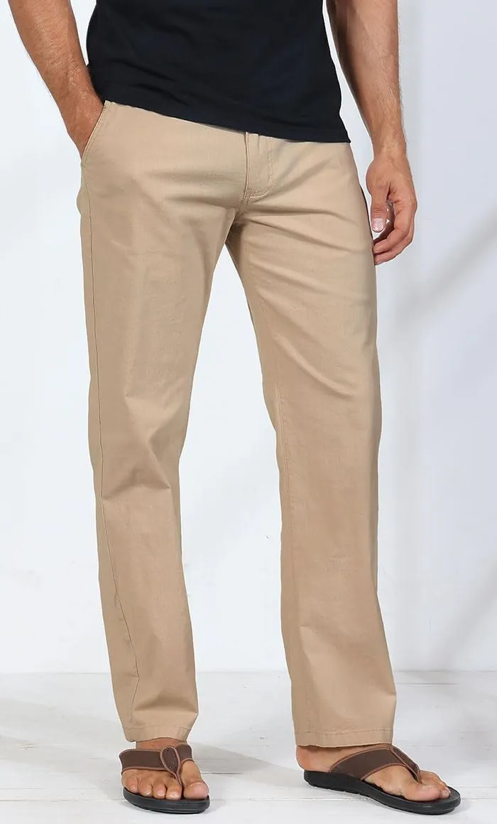Soojun Men's Casual Linen Blend Relaxed Fit Straight Legs Elastic Waist Pants