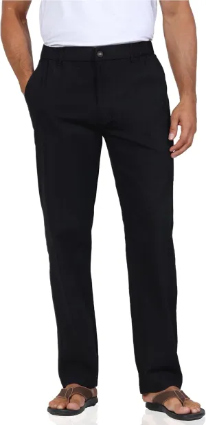 Soojun Men's Casual Linen Blend Relaxed Fit Straight Legs Elastic Waist Pants