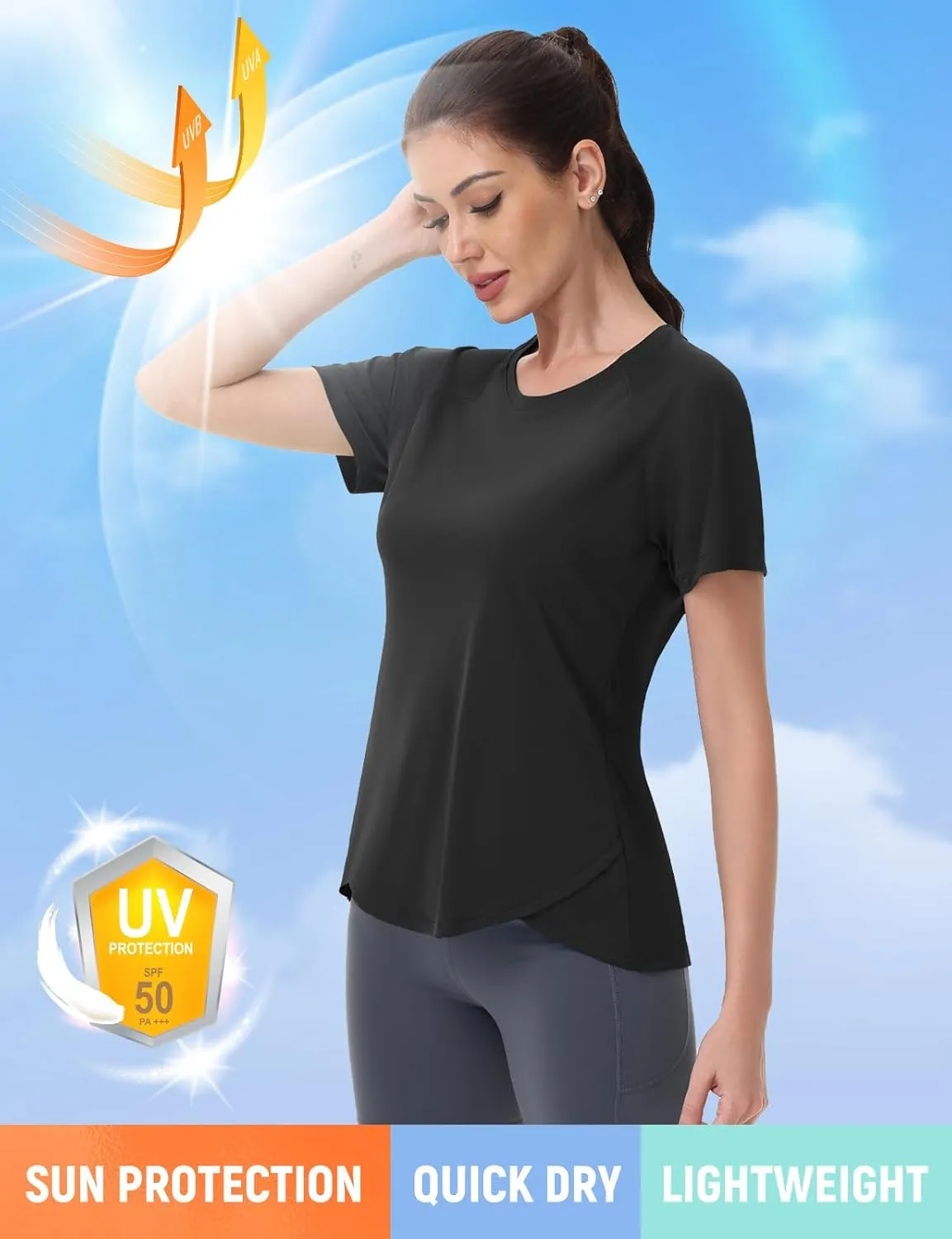 SPEXIAL Women's Short Sleeve Workout Tops Athletic Running Yoga Shirts Quick Dry T-Shirts UPF 50  Sun Shirt