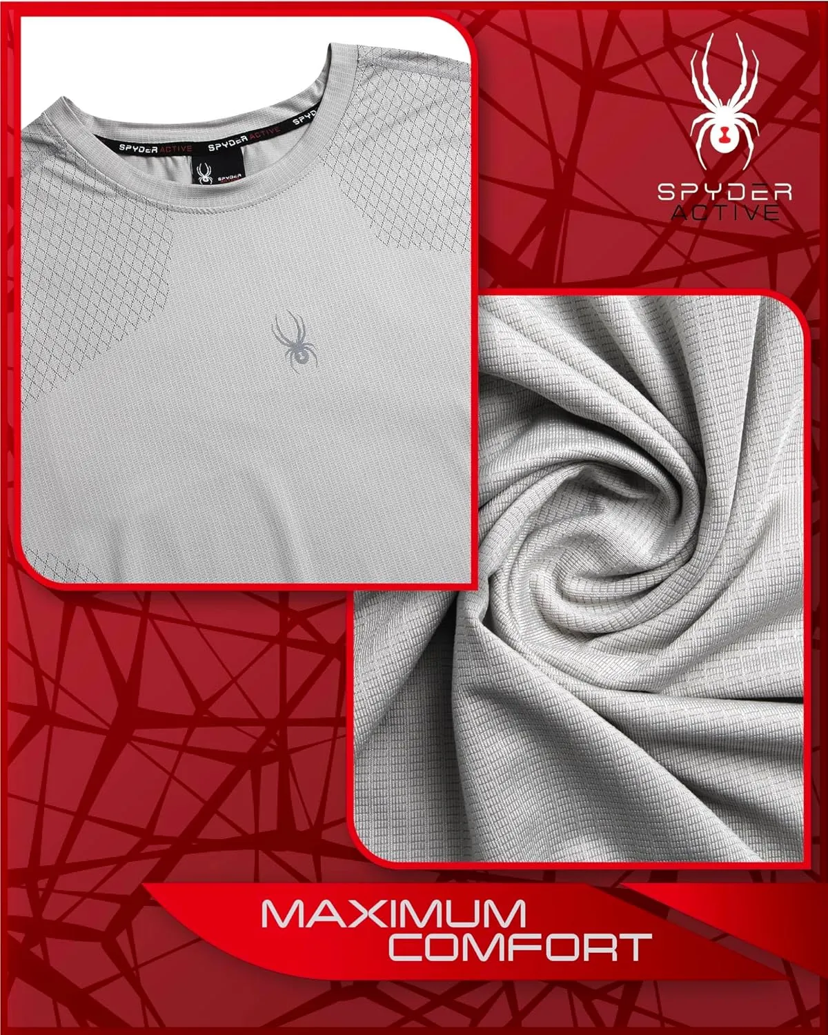 Spyder Men's Athletic T-Shirt - Short Sleeve Crew Neck Performance Workout Shirt for Men with Heatzone Placement Print (S-XL)