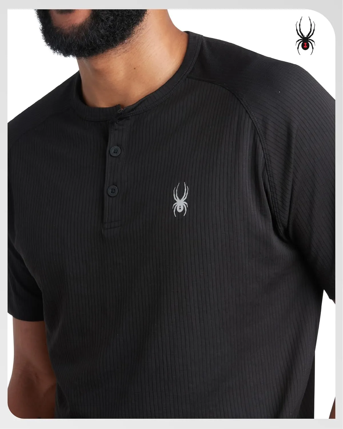 Spyder Mens Shirts - Moisture Wicking Short Sleeve Henley Shirts for Men - Lightweight Quick Dry Athletic Shirt (Sizes: S-XL)