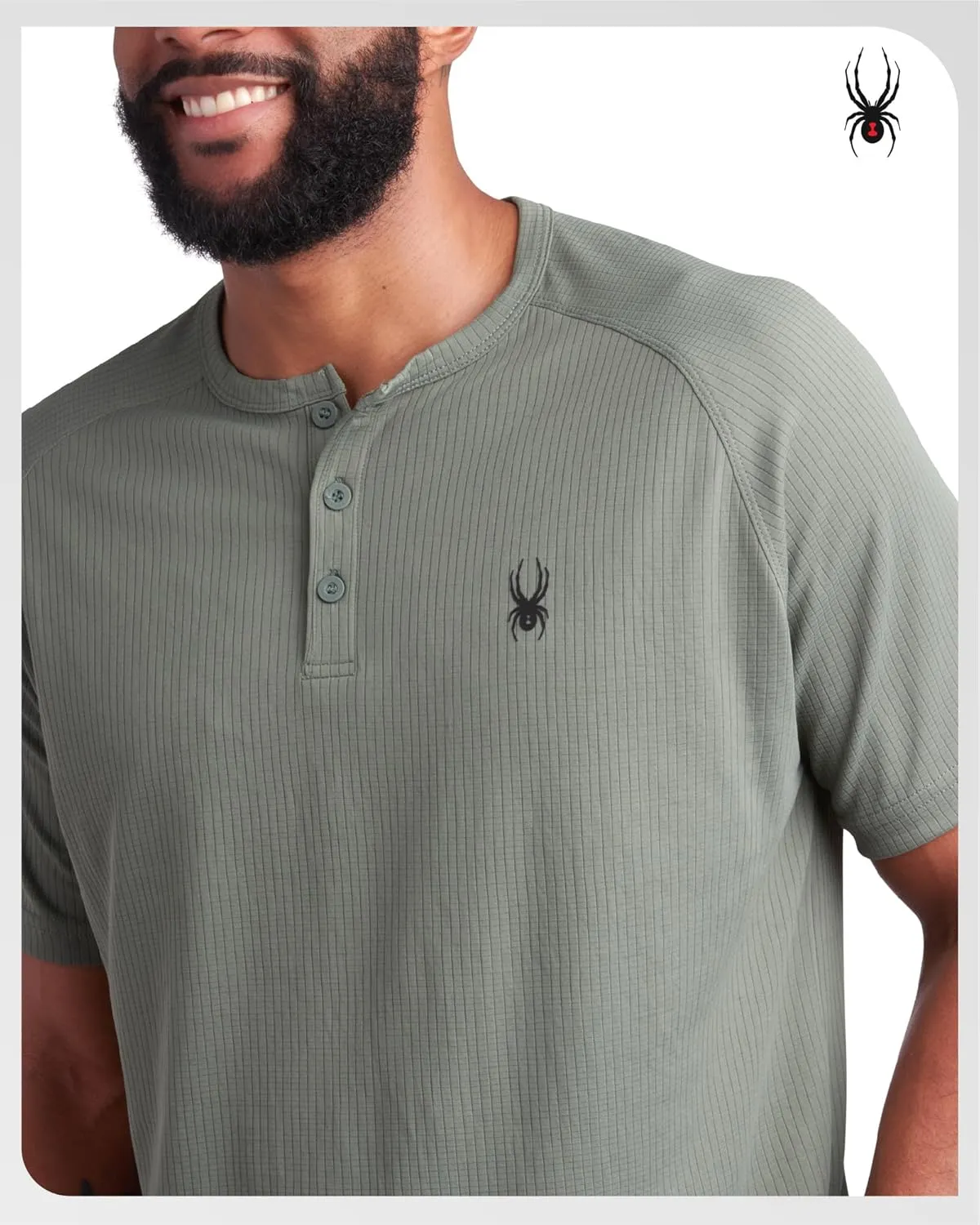 Spyder Mens Shirts - Moisture Wicking Short Sleeve Henley Shirts for Men - Lightweight Quick Dry Athletic Shirt (Sizes: S-XL)