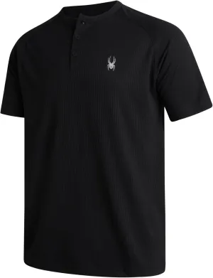 Spyder Mens Shirts - Moisture Wicking Short Sleeve Henley Shirts for Men - Lightweight Quick Dry Athletic Shirt (Sizes: S-XL)
