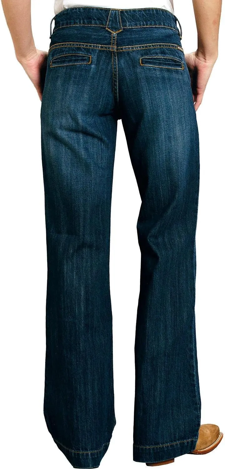 Stetson Womens Relaxed Fit Dark Wash 214 City Trouser Jeans Regular Inseam