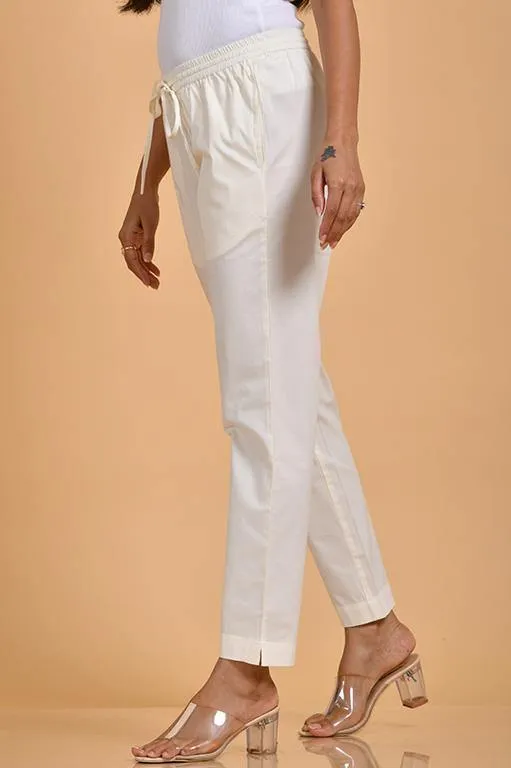 Stretchable Cotton Pants Off-White