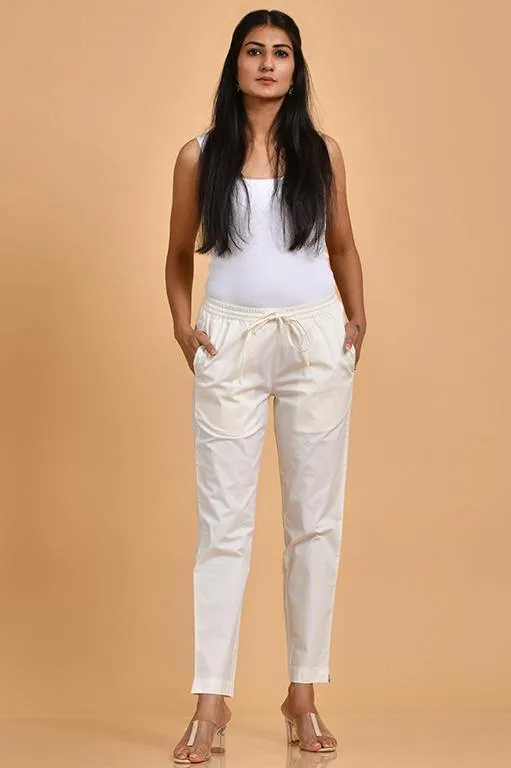 Stretchable Cotton Pants Off-White