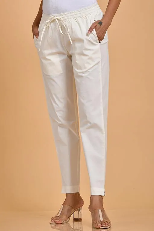 Stretchable Cotton Pants Off-White