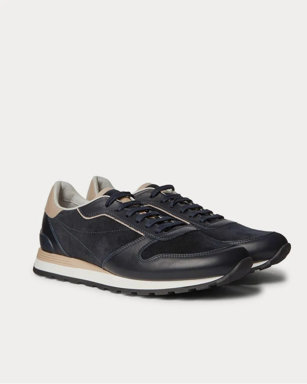 Suede and Leather  Navy low top sneakers